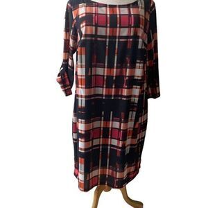 Jete Knee Length 3/4  Sleeve Plaid Dress Size 1X